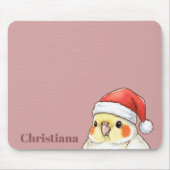 Personalisierter Nymphensittich mit Weihnachtsmann Mousepad (Vorne)