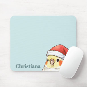 Personalisierter Nymphensittich mit Weihnachtsmann Mousepad