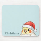 Personalisierter Nymphensittich mit Weihnachtsmann Mousepad (Vorne)
