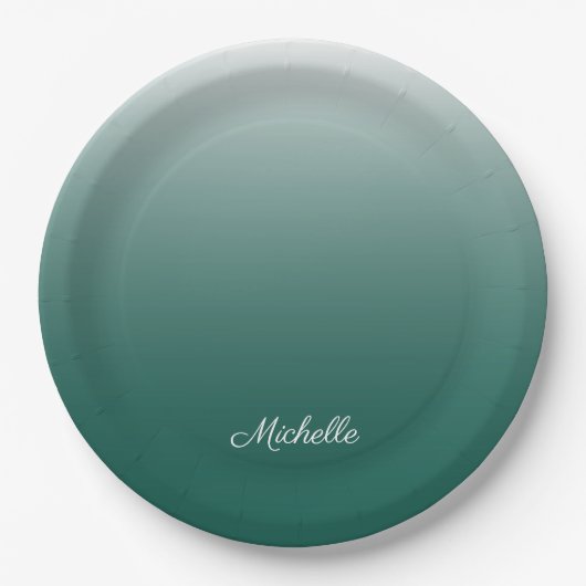 Personalisierter Ober-Farbverlauf grün Pappteller (Vorderseite)