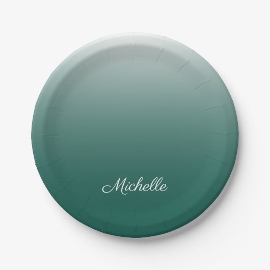 Personalisierter Ober-Farbverlauf grün Pappteller (Vorderseite)
