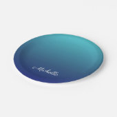 Personalisierter Ober-Farbverlauf Pappteller (Schrägansicht)