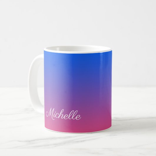 Personalisierter Ober-und Rosa-Ober-Farbverlauf Kaffeetasse (Vorderseite Links)