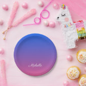 Personalisierter Ober-und Rosa-Ober-Farbverlauf Pappteller (Party)