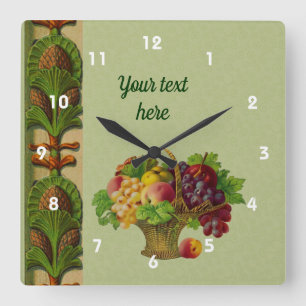 Personalisierter Obstkorb im Vintage-Design Quadratische Wanduhr
