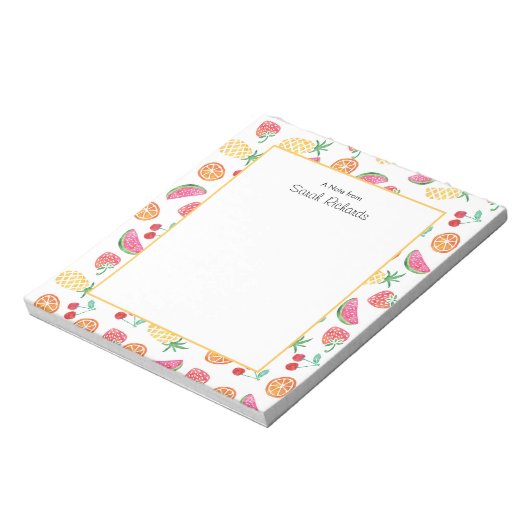 Personalisierter Obstsalat gemustert Notepad Notizblock (Rotiert)