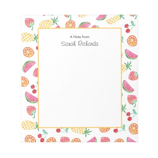 Personalisierter Obstsalat gemustert Notepad Notizblock (Vorderseite)