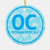 Personalisierter OC Ocean City New Jersey NJ Blue Keramik Ornament (Vorne)