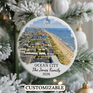 Personalisierter Ocean City Weihnachtsschmuck, Maß Keramik Ornament