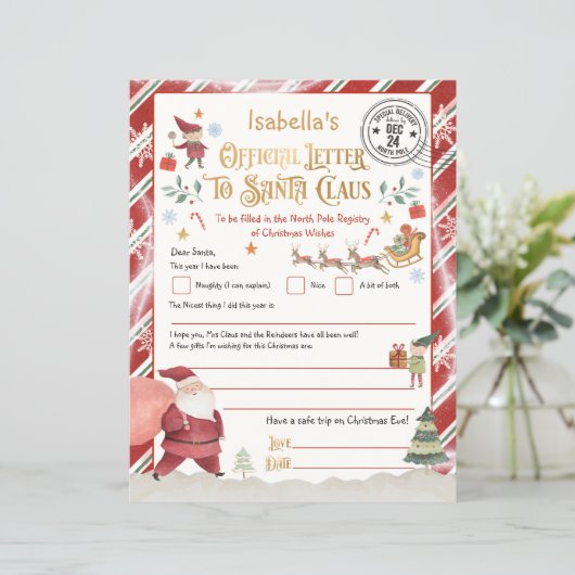 Personalisierter Offizieller Nordpol-Brief an den  (Stehend Vorderseite)