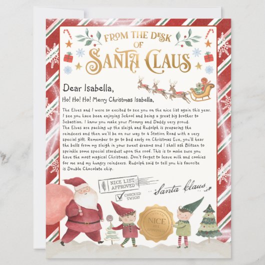 Personalisierter Offizieller Nordpol-Brief vom San (Vorderseite)