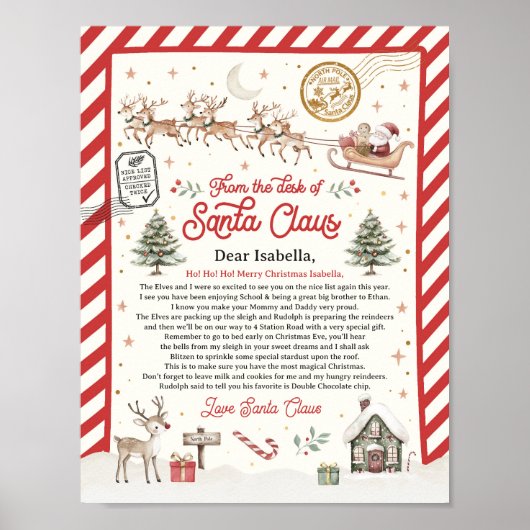 Personalisierter Offizieller Nordpol-Brief vom San Poster (Vorne)