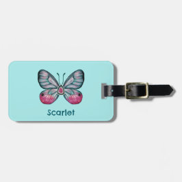 Personalisierter Oktober Aquamarin Glasswing Butte Gepäckanhänger