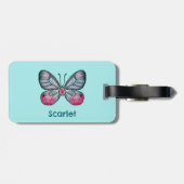 Personalisierter Oktober Aquamarin Glasswing Butte Gepäckanhänger (Rückseite horizontal)