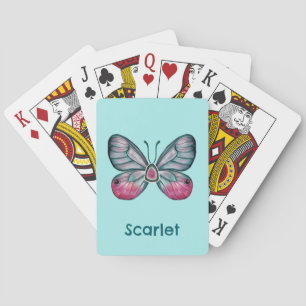 Personalisierter Oktober Aquamarin Glasswing Butte Spielkarten
