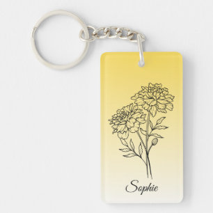 Personalisierter Oktober Birth Blume Marigold Schlüsselanhänger