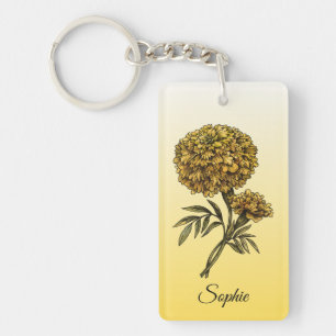 Personalisierter Oktober Birth Blume Marigold Schlüsselanhänger