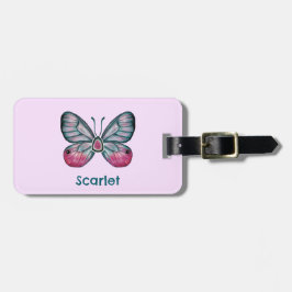 Personalisierter Oktober Pink Glasswing Butterfly Gepäckanhänger