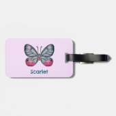Personalisierter Oktober Pink Glasswing Butterfly Gepäckanhänger (Rückseite horizontal)