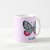 Personalisierter Oktober Pink Glasswing Butterfly Kaffeetasse (VorderseiteRechts)