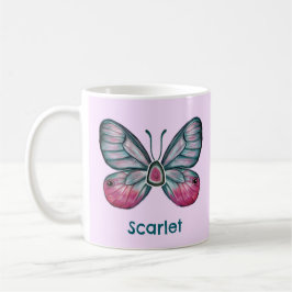 Personalisierter Oktober Pink Glasswing Butterfly  Kaffeetasse
