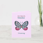 Personalisierter Oktober Pink Glasswing Butterfly Karte (Vorderseite)