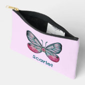 Personalisierter Oktober Pink Glasswing Butterfly Zubehörtasche (Offen)