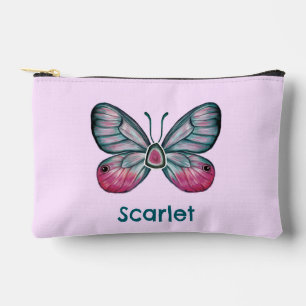 Personalisierter Oktober Pink Glasswing Butterfly Zubehörtasche