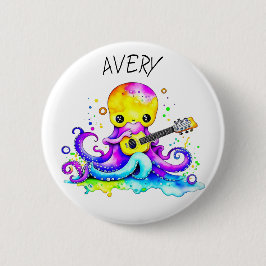 Personalisierter Oktopus Gitarrenpsychedelisch Button