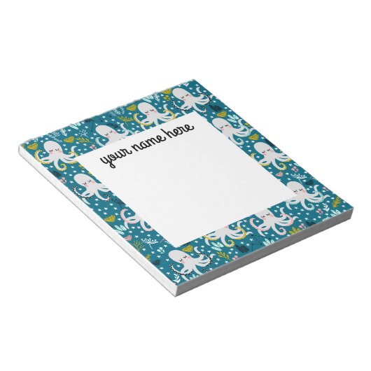 Personalisierter Oktopus Notepad Notizblock (angewinkelt)
