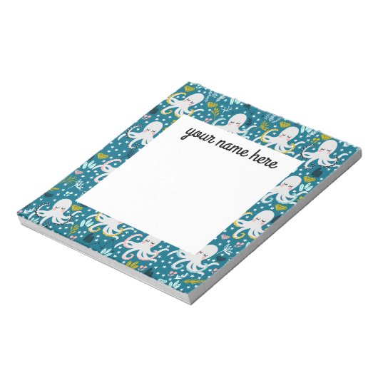 Personalisierter Oktopus Notepad Notizblock (Rotiert)