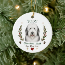 Personalisierter Old English Sheepdog Hund Weihnac