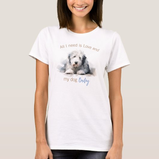 Personalisierter Old English Sheepdog T - Shirt (Vorderseite)