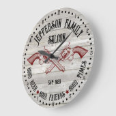 Personalisierter Old West Saloon überquerte sechs  Große Wanduhr (Winkel)