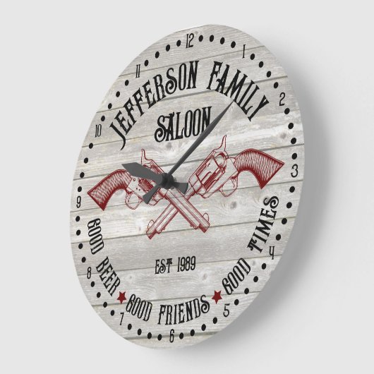Personalisierter Old West Saloon überquerte sechs Große Wanduhr (Winkel)