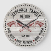 Personalisierter Old West Saloon überquerte sechs  Große Wanduhr (Vorderseite)