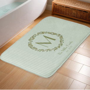Personalisierter Olivenkranz-Monogramm  Badematte