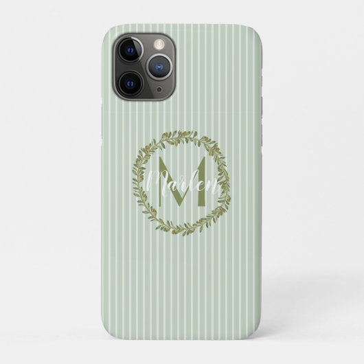 Personalisierter Olivenkranz-Monogramm Case-Mate iPhone Hülle (Rückseite)