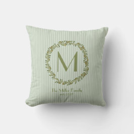 Personalisierter Olivenkranz-Monogramm-Doppelseiti Kissen