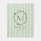 Personalisierter Olivenkranz-Monogramm Fleecedecke (Vorderseite)