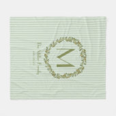 Personalisierter Olivenkranz-Monogramm Fleecedecke (Vorderseite (Horizontal))