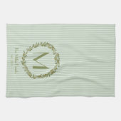 Personalisierter Olivenkranz-Monogramm  Geschirrtuch (Horizontal)
