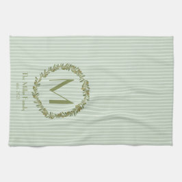 Personalisierter Olivenkranz-Monogramm Geschirrtuch