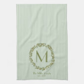 Personalisierter Olivenkranz-Monogramm  Geschirrtuch (Vertikal)