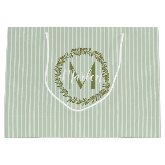Personalisierter Olivenkranz Monogramm Große Geschenktüte (Vorderseite)