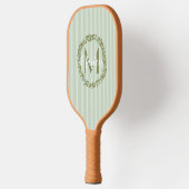 Personalisierter Olivenkranz-Monogramm Pickleball Schläger (Links)