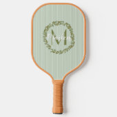 Personalisierter Olivenkranz-Monogramm Pickleball Schläger (Rückseite)