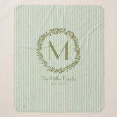 Personalisierter Olivenkranz Monogramm Sherpadecke (Vorderseite)