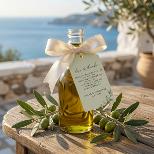 Personalisierter Olivenzweig Hochzeit Grün Geschenkanhänger