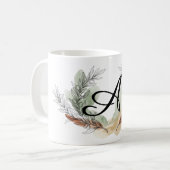 Personalisierter Olivenzweig-Monogramm-Becher | Bo Kaffeetasse (Vorderseite Links)